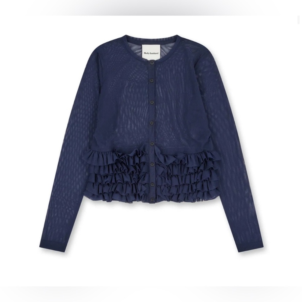 Molly Goddard - Women's Mesh Candice Cardigan W/ Frills - (Navy)
